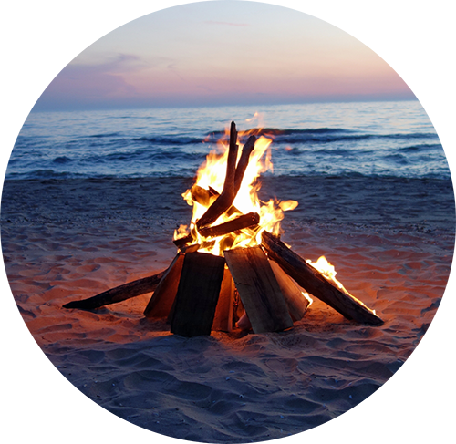 camp fire on the beach