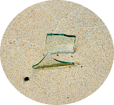 Glass shard in the sand